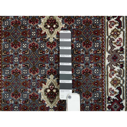 Fine Oriental Wool Hand Knotted Rug Grey Ivory 2.0X8.5 -O065105