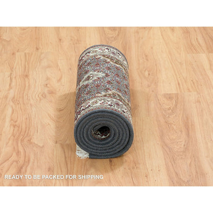 Fine Oriental Wool Hand Knotted Rug Grey Ivory 2.0X8.5 -O065105