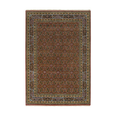 Fine Oriental Wool Hand Knotted Rug Red Midnight Blue 6.1X9.0 -O065108