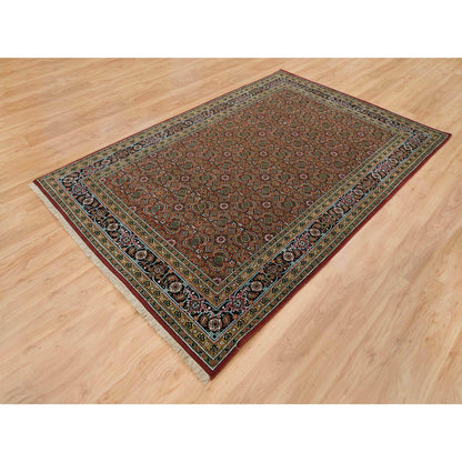 Fine Oriental Wool Hand Knotted Rug Red Midnight Blue 6.1X9.0 -O065108