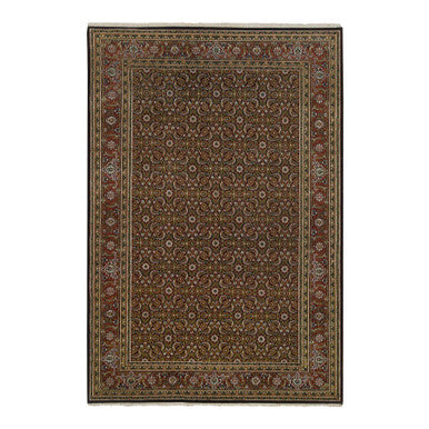Fine Oriental Wool Hand Knotted Rug Black Red 5.10X9.1 -O065115