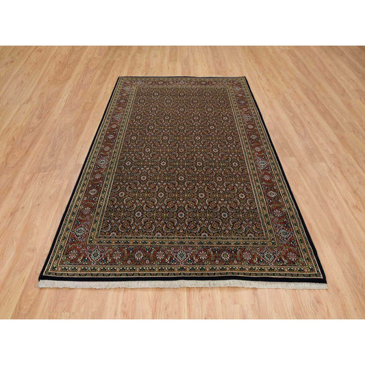 Fine Oriental Wool Hand Knotted Rug Black Red 5.10X9.1 -O065115