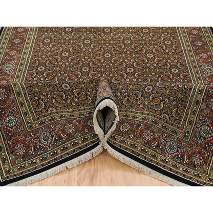 Fine Oriental Wool Hand Knotted Rug Black Red 5.10X9.1 -O065115