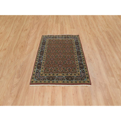 Fine Oriental Wool Hand Knotted Rug Red Midnight Blue 4.2X6.0 -O065119