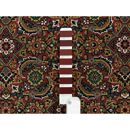 Fine Oriental Wool Hand Knotted Rug Red Midnight Blue 4.2X6.0 -O065119