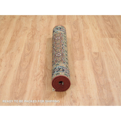 Fine Oriental Wool Hand Knotted Rug Red Midnight Blue 4.2X6.0 -O065119