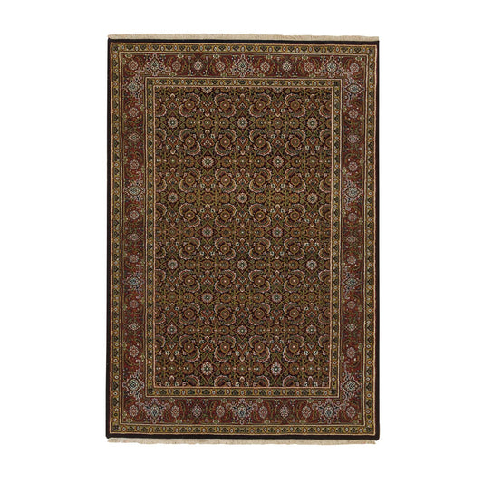 Fine Oriental Wool Hand Knotted Rug Black Red 4.0X6.5 -O065120