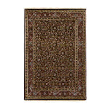 Fine Oriental Wool Hand Knotted Rug Black Red 4.0X6.5 -O065120