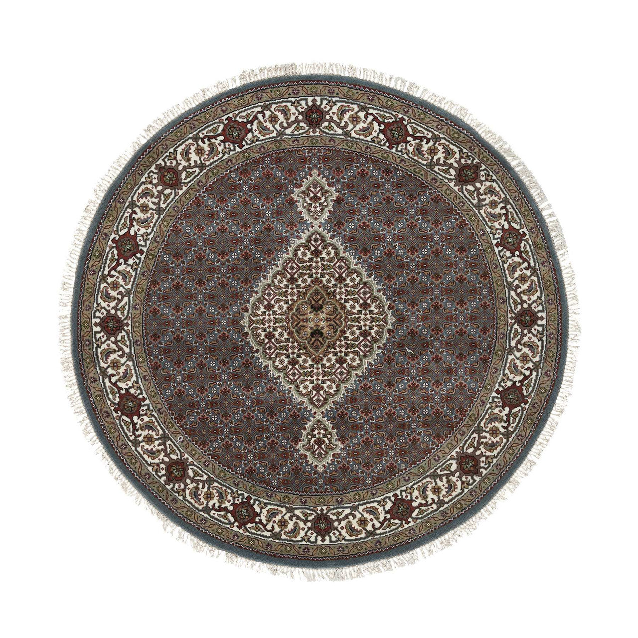 Fine Oriental Wool Hand Knotted Rug Grey No Border 5.0X5.0 -O065121