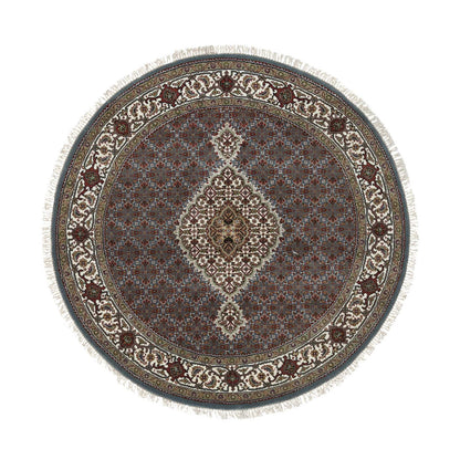 Fine Oriental Wool Hand Knotted Rug Grey No Border 5.0X5.0 -O065121