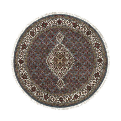 Fine Oriental Wool Hand Knotted Rug Grey No Border 5.0X5.0 -O065121