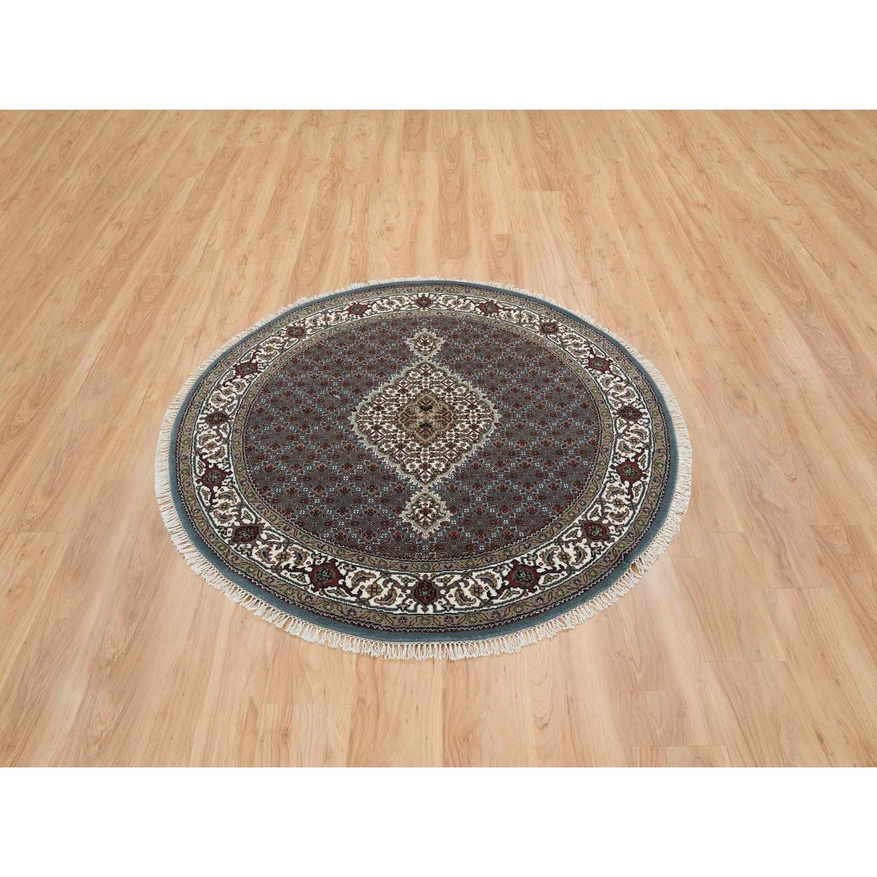 Fine Oriental Wool Hand Knotted Rug Grey No Border 5.0X5.0 -O065121