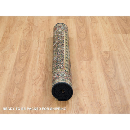 Fine Oriental Wool Hand Knotted Rug Black Red 4.0X6.2 -O065122