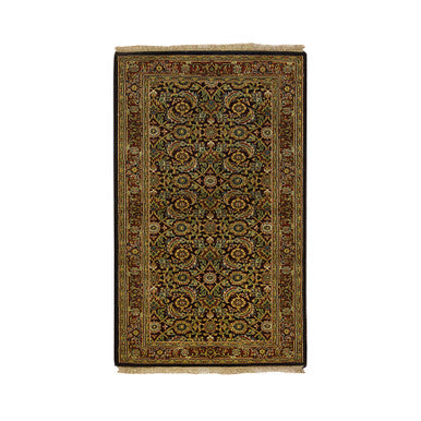 Fine Oriental Wool Hand Knotted Rug Black Red 2.0X4.3 -O065125