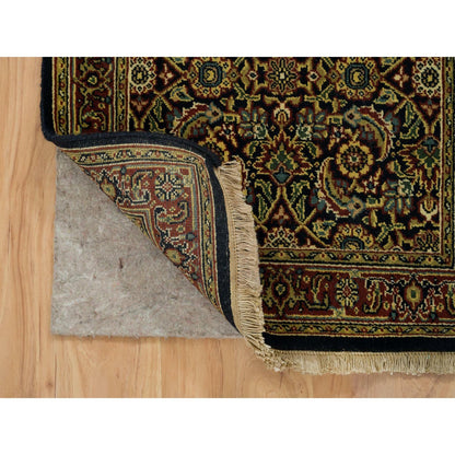 Fine Oriental Wool Hand Knotted Rug Black Red 2.0X4.3 -O065125