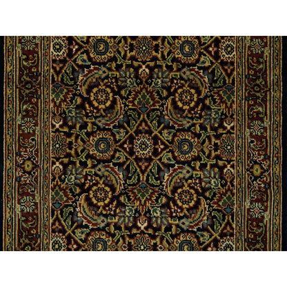 Fine Oriental Wool Hand Knotted Rug Black Red 2.0X4.3 -O065125