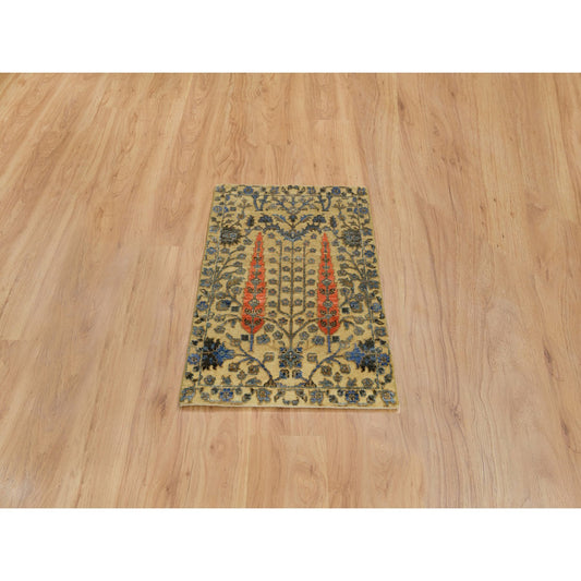 Transitional Wool & Silk Hand Knotted Rug Brown No Border 2.0X3.0 -O065131