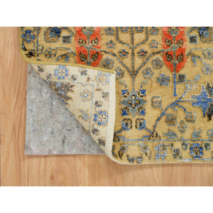 Transitional Wool & Silk Hand Knotted Rug Brown No Border 2.0X3.0 -O065131