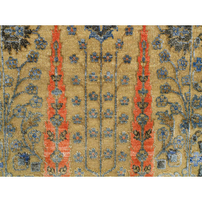 Transitional Wool & Silk Hand Knotted Rug Brown No Border 2.0X3.0 -O065131