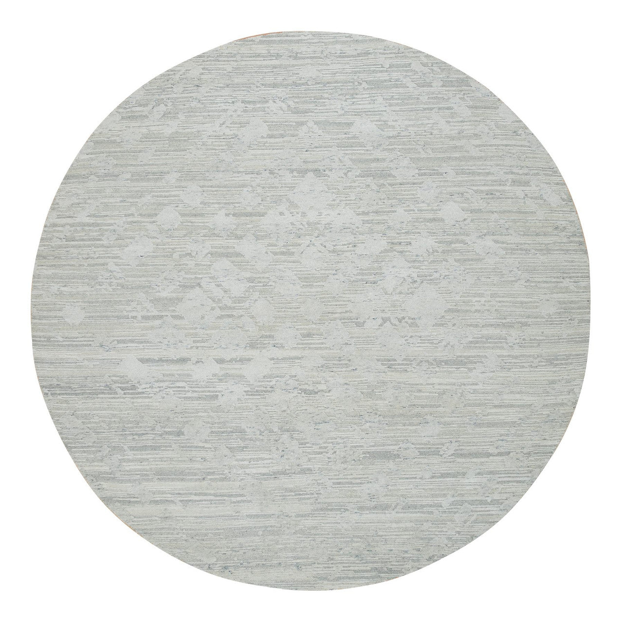Modern and Contemporary Wool Hand Knotted Rug Ivory No Border 8.0X8.0 -O065148