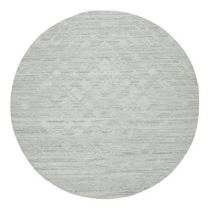 Modern and Contemporary Wool Hand Knotted Rug Ivory No Border 8.0X8.0 -O065148