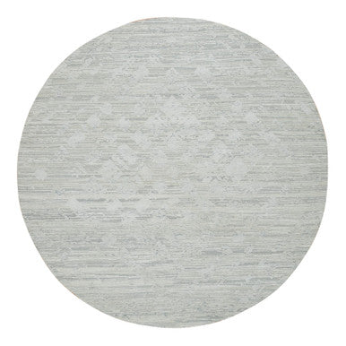 Modern and Contemporary Wool Hand Knotted Rug Ivory No Border 8.0X8.0 -O065148