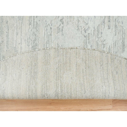 Modern and Contemporary Wool Hand Knotted Rug Ivory No Border 8.0X8.0 -O065148