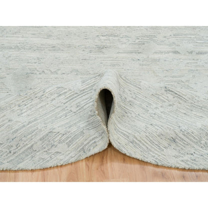 Modern and Contemporary Wool Hand Knotted Rug Ivory No Border 8.0X8.0 -O065148