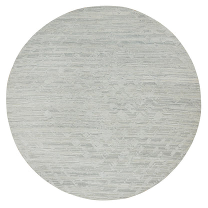 Modern and Contemporary Wool Hand Knotted Rug Ivory No Border 9.0X9.0 -O065149