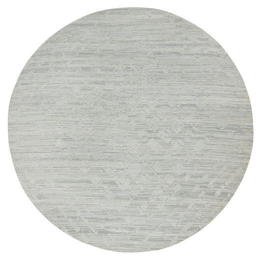 Modern and Contemporary Wool Hand Knotted Rug Ivory No Border 9.0X9.0 -O065149