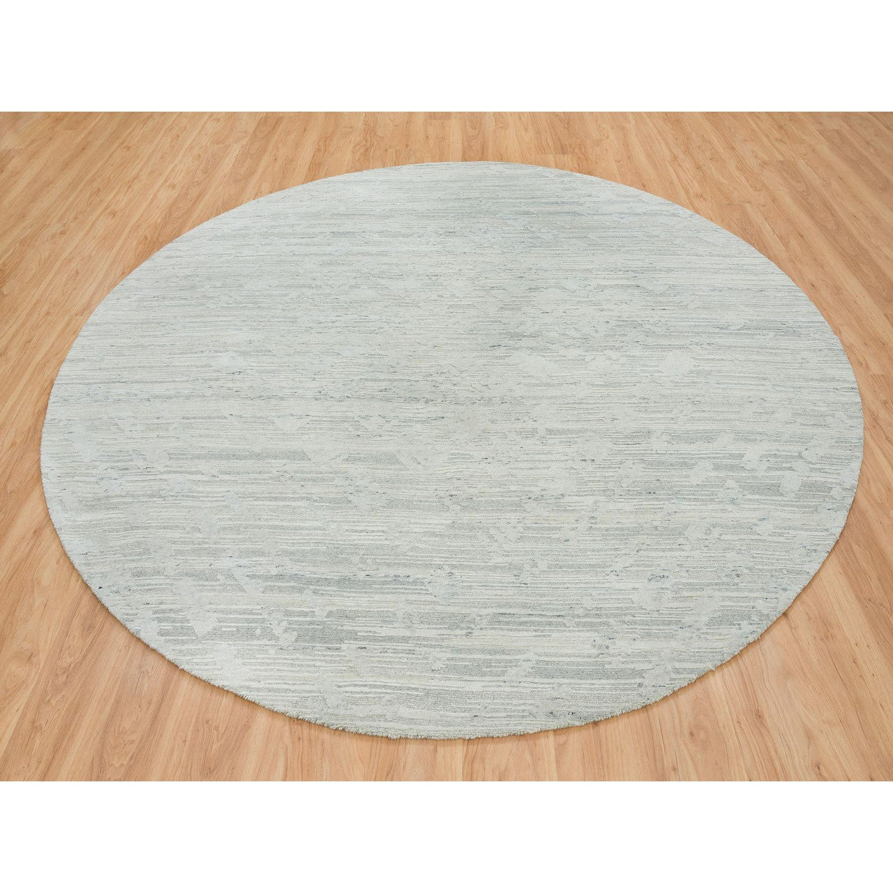 Modern and Contemporary Wool Hand Knotted Rug Ivory No Border 9.0X9.0 -O065149