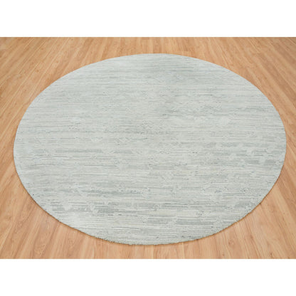 Modern and Contemporary Wool Hand Knotted Rug Ivory No Border 9.0X9.0 -O065149