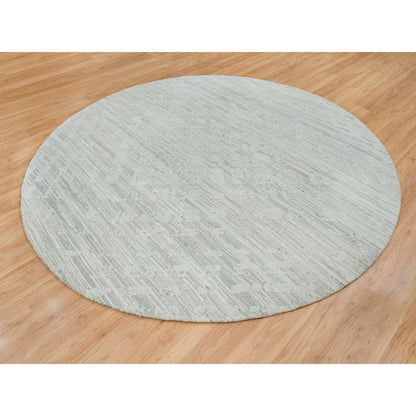 Modern and Contemporary Wool Hand Knotted Rug Ivory No Border 9.0X9.0 -O065149
