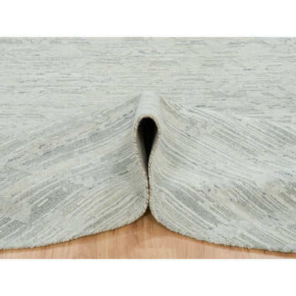 Modern and Contemporary Wool Hand Knotted Rug Ivory No Border 9.0X9.0 -O065149