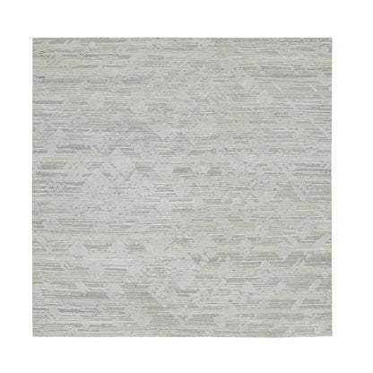 Modern and Contemporary Wool Hand Knotted Rug Grey No Border 6.1X6.2 -O065156