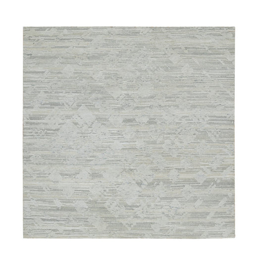 Modern and Contemporary Wool Hand Knotted Rug Grey No Border 6.1X6.2 -O065156