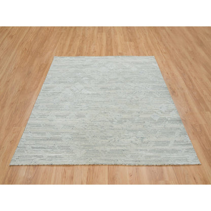 Modern and Contemporary Wool Hand Knotted Rug Grey No Border 6.1X6.2 -O065156