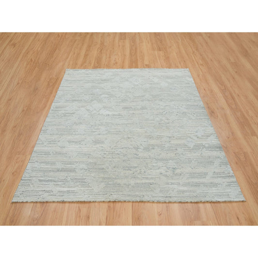 Modern and Contemporary Wool Hand Knotted Rug Grey No Border 6.1X6.2 -O065156