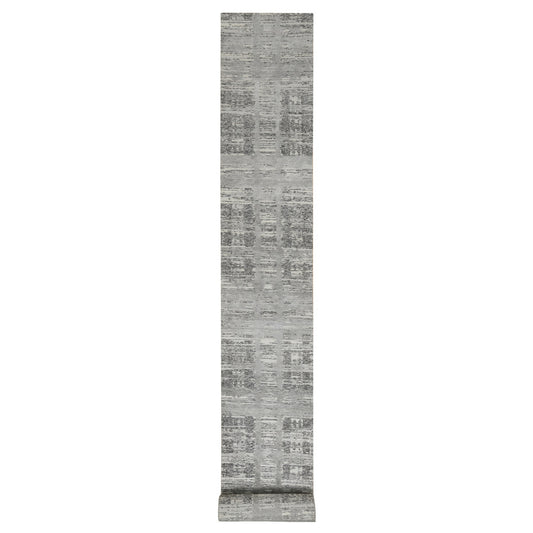 Modern and Contemporary Wool Hand Knotted Rug Grey No Border 2.6X25.9 -O065157