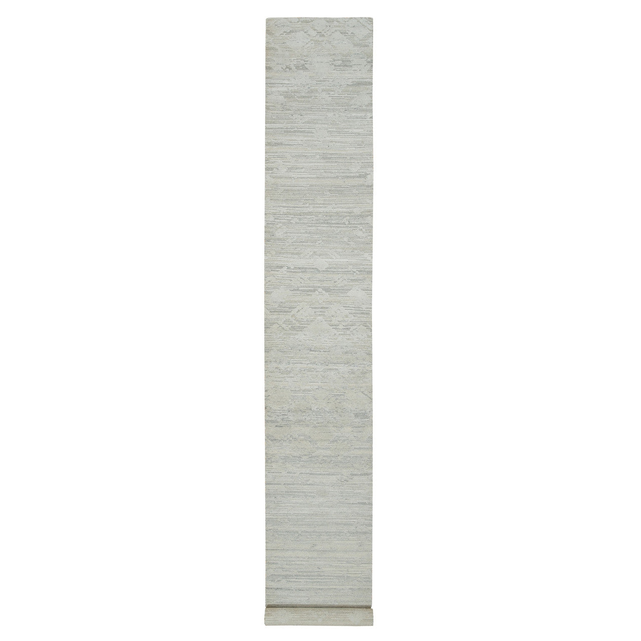 Gray 2'6" x 18'2" Modern and Contemporary Hand knotted Wool Rug - Sku: O065158