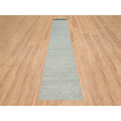 Modern and Contemporary Wool Hand Knotted Rug Grey No Border 2.6X18.2 -O065158