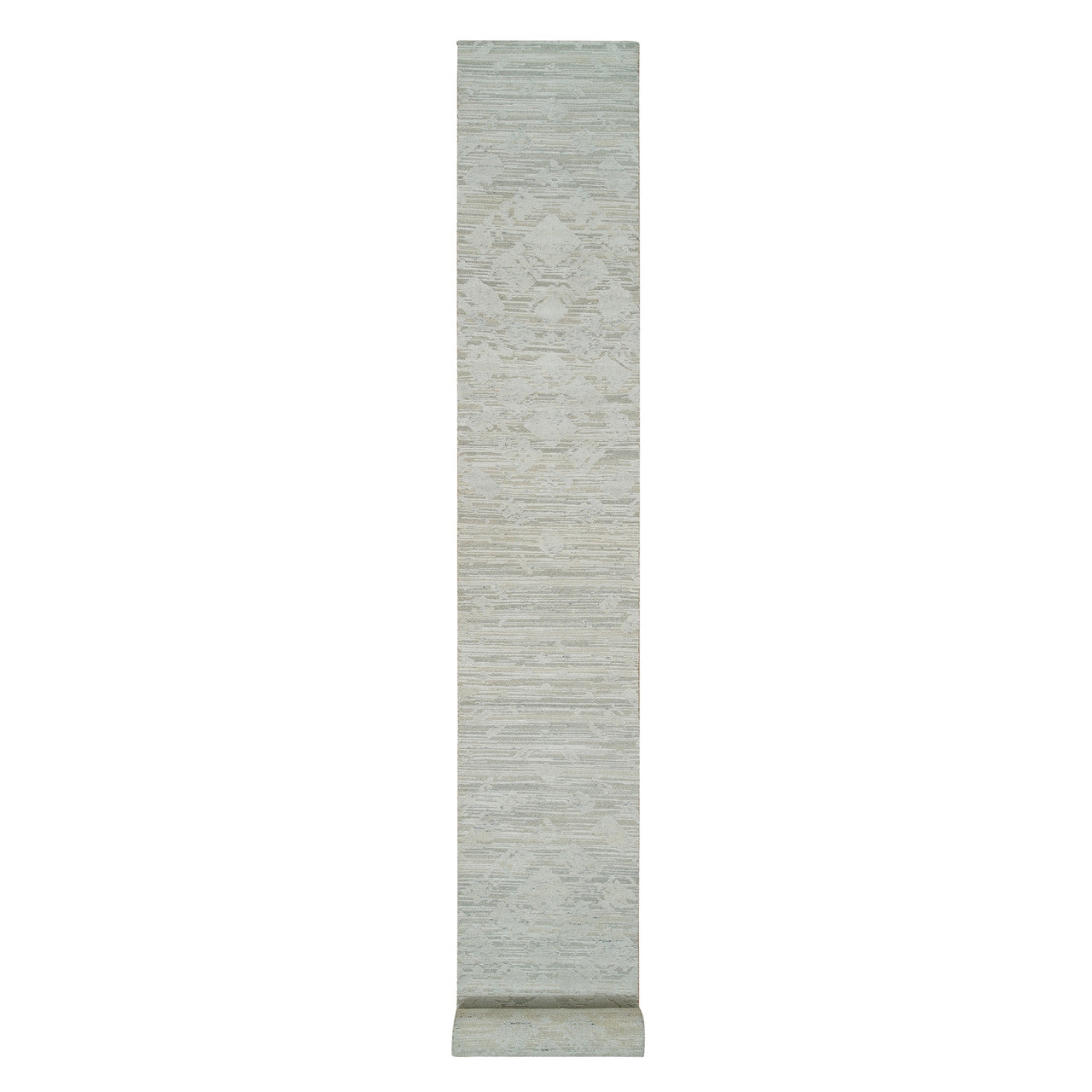 Gray 2'6" x 25'10" Modern and Contemporary Hand knotted Wool Rug - Sku: O065159
