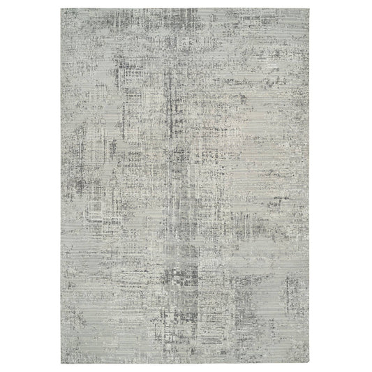 Modern and Contemporary Wool Hand Knotted Rug Grey No Border 14.0X20.0 -O065164