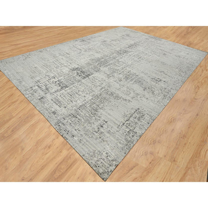 Modern and Contemporary Wool Hand Knotted Rug Grey No Border 14.0X20.0 -O065164
