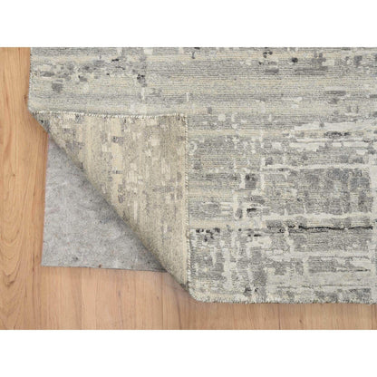 Modern and Contemporary Wool Hand Knotted Rug Grey No Border 14.0X20.0 -O065164