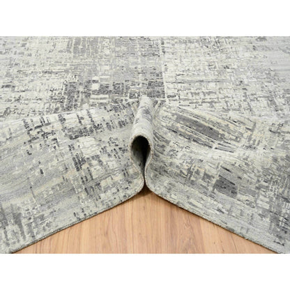 Modern and Contemporary Wool Hand Knotted Rug Grey No Border 14.0X20.0 -O065164