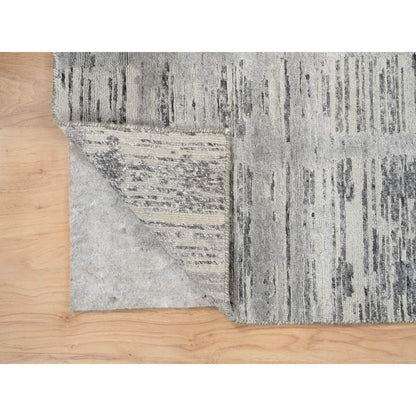Modern and Contemporary Wool Hand Knotted Rug Grey No Border 2.6X10.0 -O065166