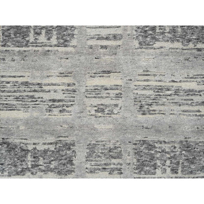 Modern and Contemporary Wool Hand Knotted Rug Grey No Border 2.6X10.0 -O065166