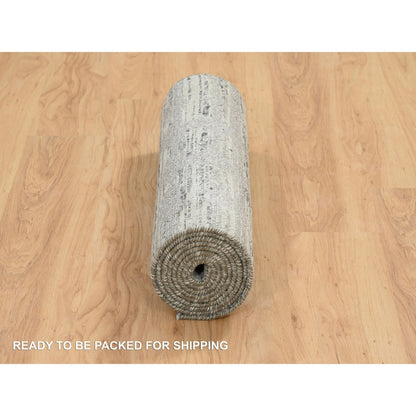 Modern and Contemporary Wool Hand Knotted Rug Grey No Border 2.6X10.0 -O065166