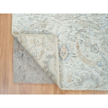Transitional Wool & Silk Hand Knotted Rug Ivory No Border 2.6X14.2 -O065174